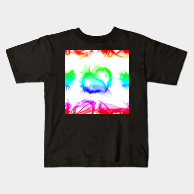 Funky Rainbow Hearts With White Background Kids T-Shirt by NeavesPhoto